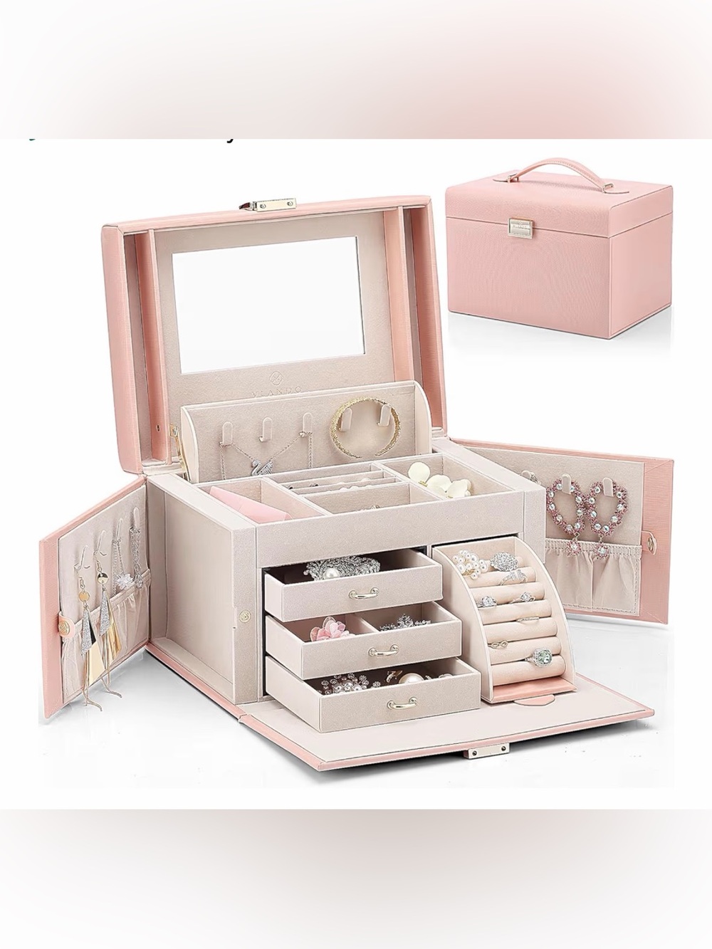 Vlando Mirrored Jewelry Box Organizer